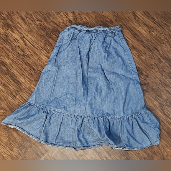 Zara Girl's 13/14 Denim Faux Wrap Skirt - Picture 2 of 5
